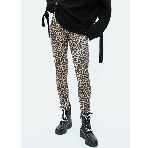 ZARA Suede Leopard Leggings - Picture 2 of 8